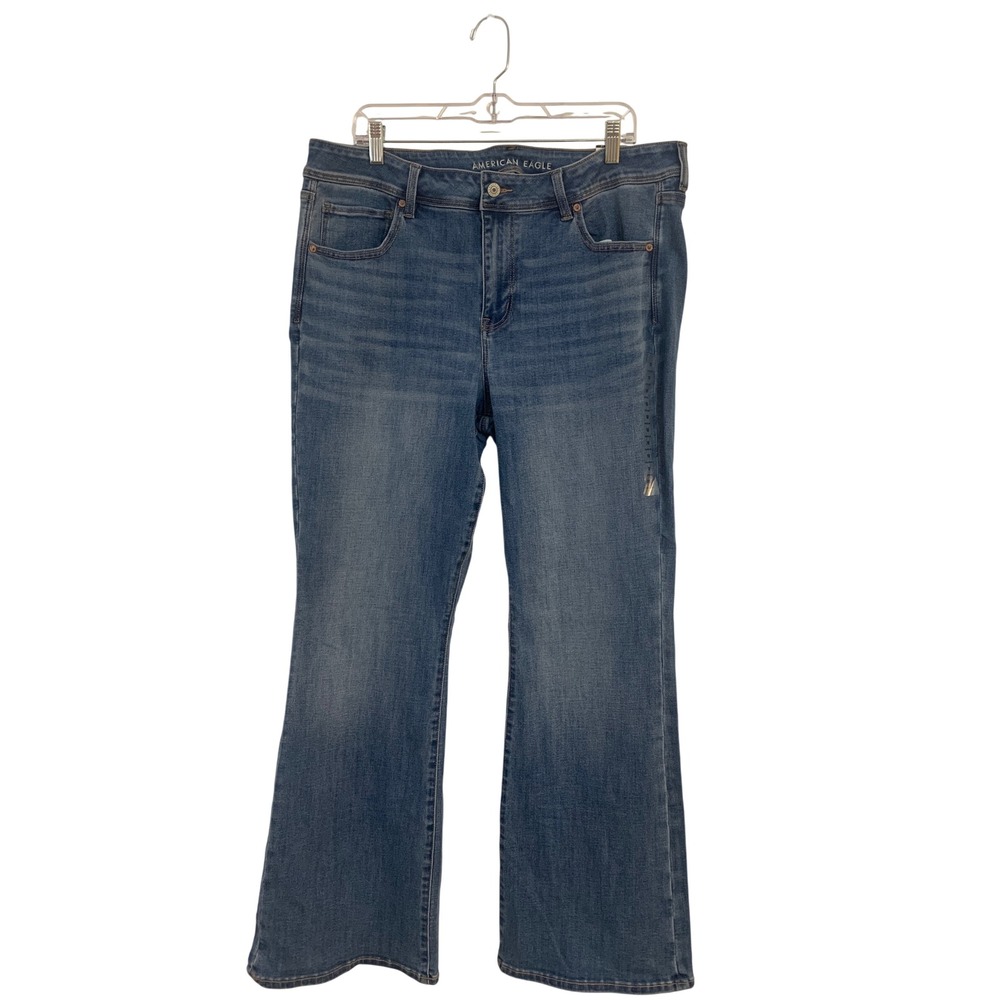 American Eagle Kick Boot Flare Jeans Womens 18 Regular Wash Blue Stretch NWT